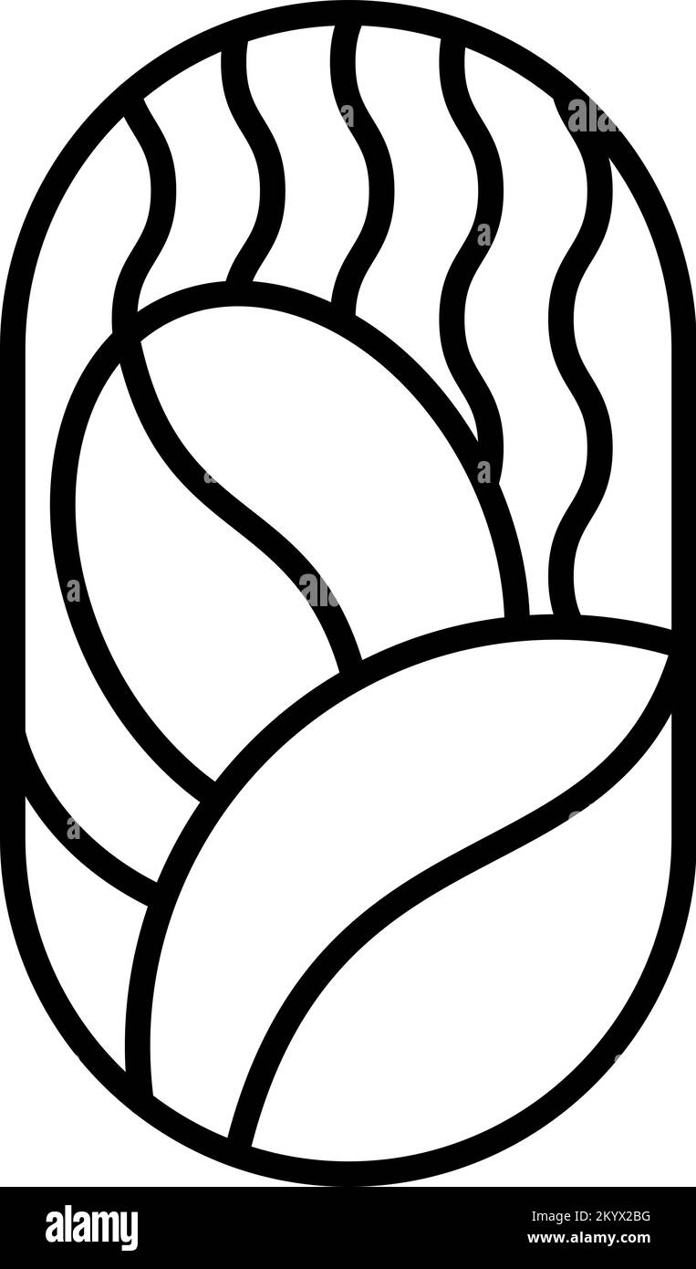 Logotipo de Vector Coffee Beans para cafés o tiendas. Emblema de día redondo con diseño orgánico de estilo lineal. Un icono abstracto vintage para el diseño del coffee break, el negocio Ilustración del Vector