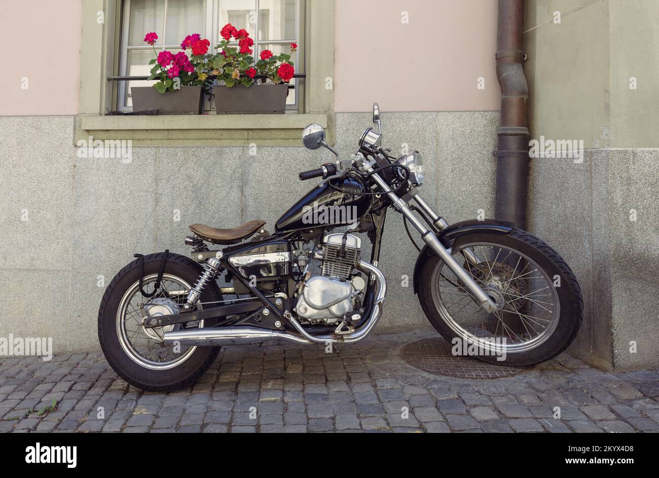 una bella motocicleta retro de primer plano vintage Foto de stock