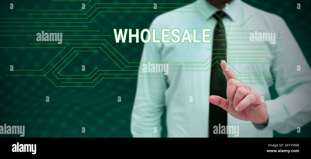 Leyenda conceptual Mayorista. Concepto que significa la venta de