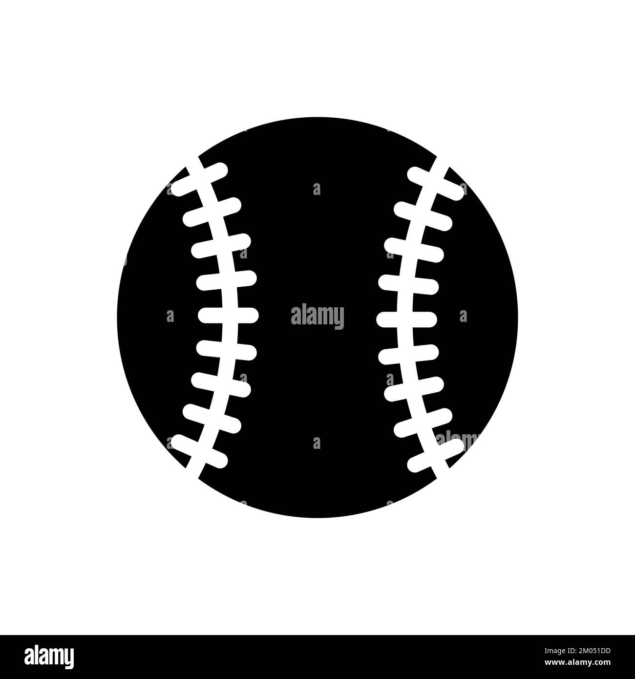 Icono de la pelota de béisbol. Señal de pelota de béisbol negra sobre fondo blanco. Ilustración