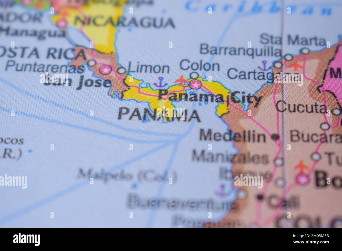 Nombre del País de Panamá en el Mapa Político del Mundo Muy Macro Vista de Primer Plano