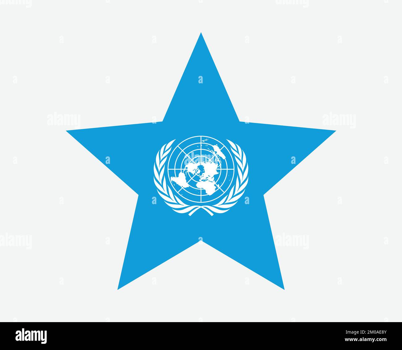 Bandera Estrella de la ONU. Bandera de las Naciones Unidas en forma de estrella. Símbolo de la bandera de la organización intergubernamental Vector Plate Artwork Ilustración gráfica Ilustración del Vector