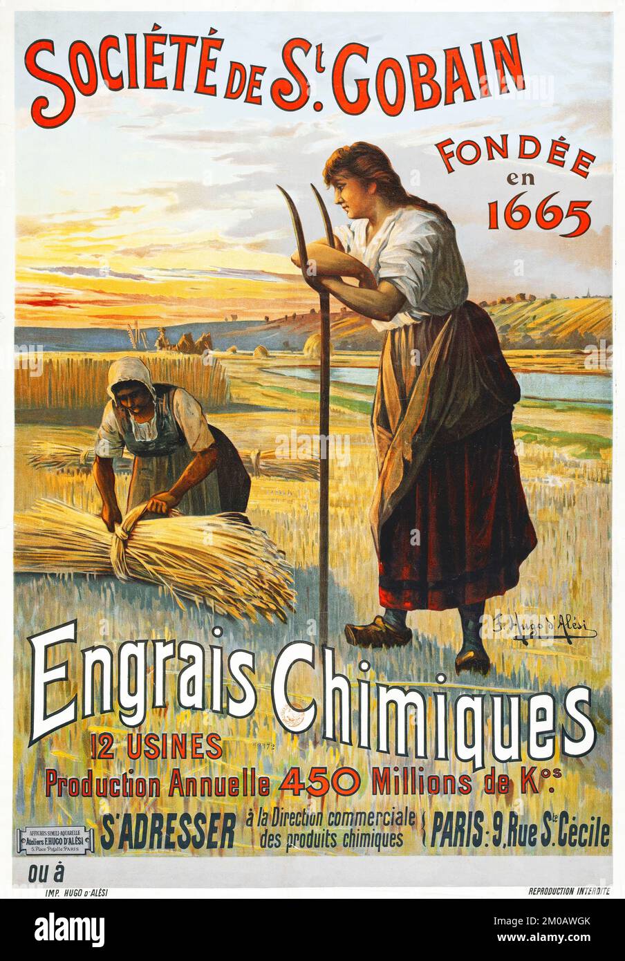FREDERIC HUGO D'ALESI (1849-1906) Engrais Chimiques - Société de St Gobain c 1890-1900 Foto de stock