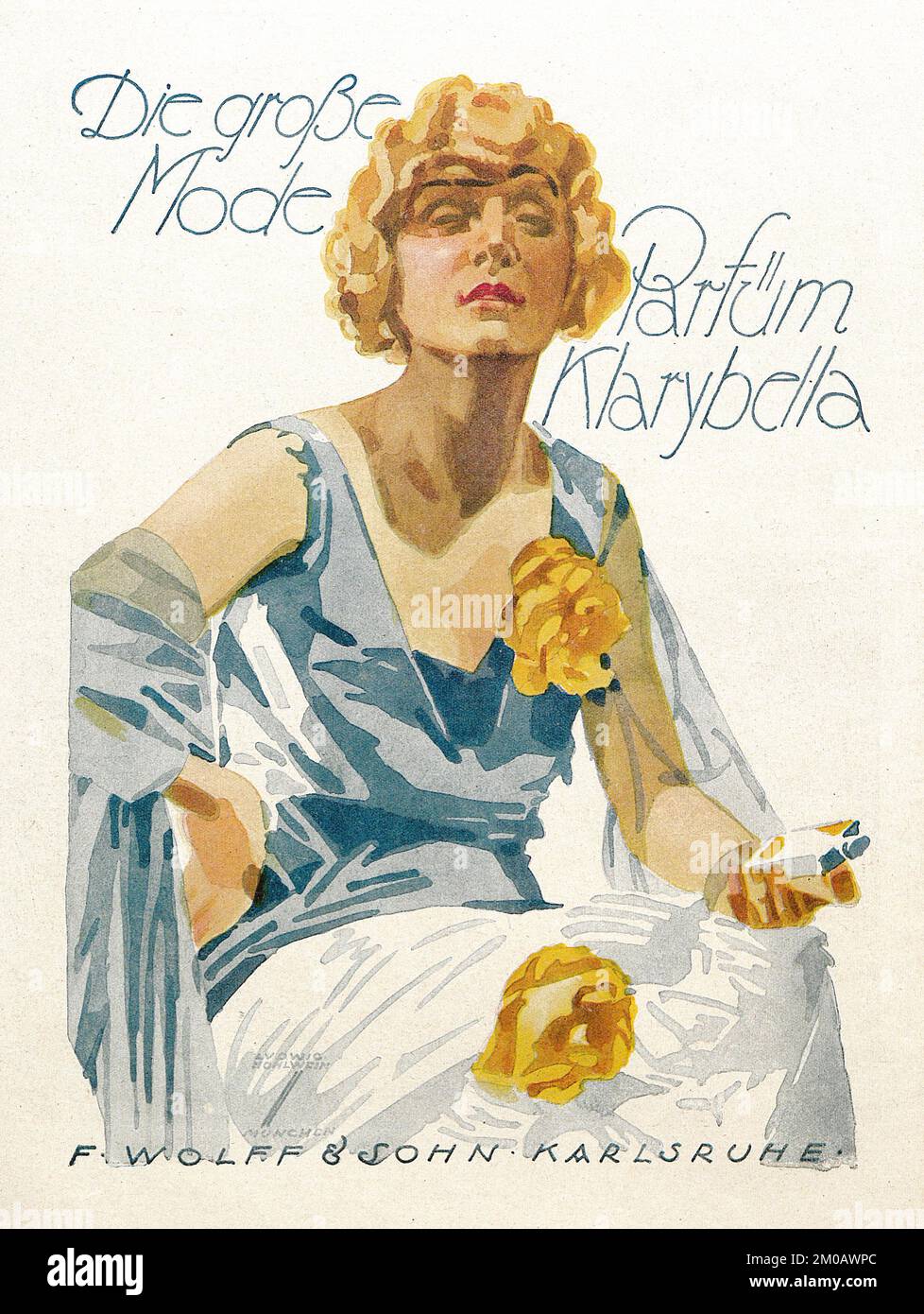 Cartel publicitario alemán de Ludwig Hohlwein - Parfüm Klarybella, 1924 Foto de stock