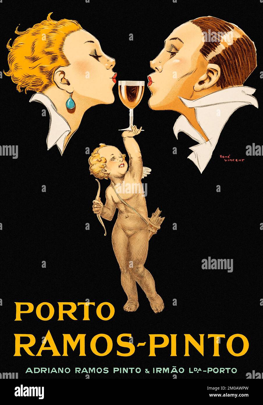 Publicidad del alcohol - Porto Ramos-Pinto (1920). Póster publicitario francés Foto de stock