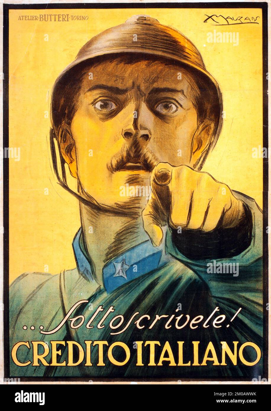 LUCIANO ACHILLE MAUZAN (francés: Italiano, 1883-1952). Sottoscrivete! Credito Italiano, 1917 Foto de stock