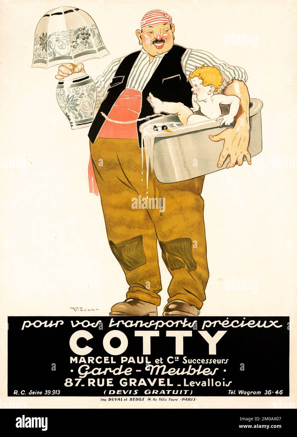 Cotty Moving Company (c 1925). Póster Francés de Publicidad - Arte de Rene Vincent Foto de stock