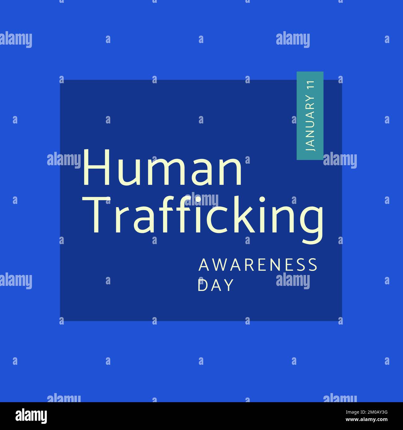 Imagen del día de concienciación sobre la trata de seres humanos sobre fondo azul Foto de stock
