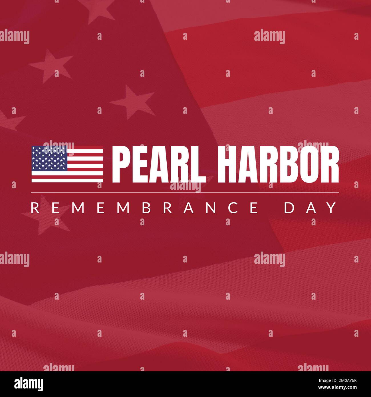 Ilustración de la bandera de américa y el texto del día del recuerdo del puerto de perlas sobre el patrón rojo Foto de stock