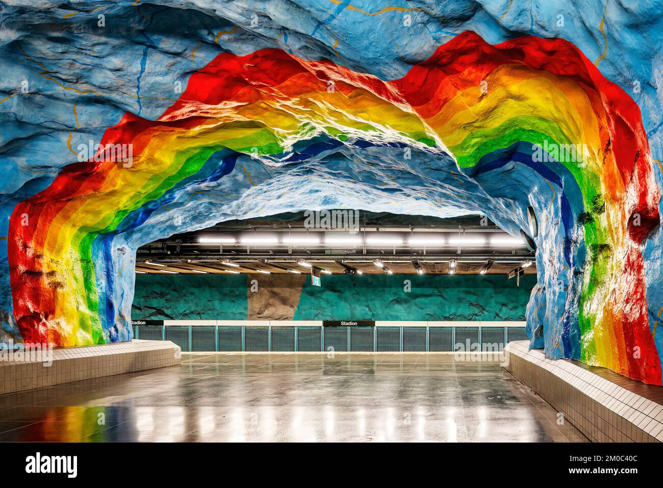 ESTOCOLMO, SUECIA 01 DE AGOSTO de 2022 La estación de metro Stadion