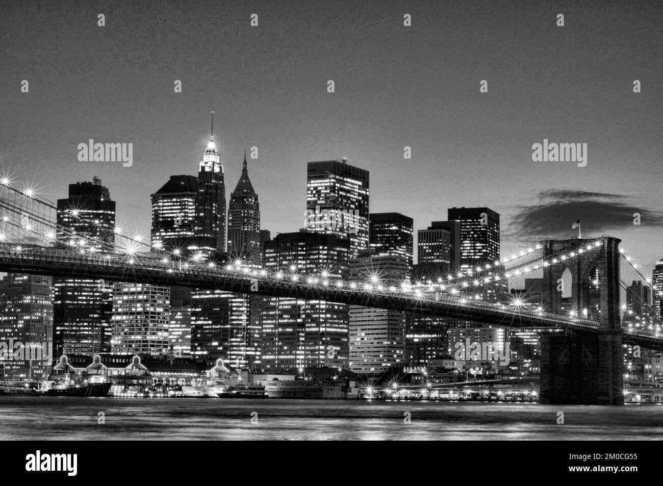 Imagen estilizada vintage del Puente de Brooklyn en la ciudad de Nueva York, EE.UU Foto de stock