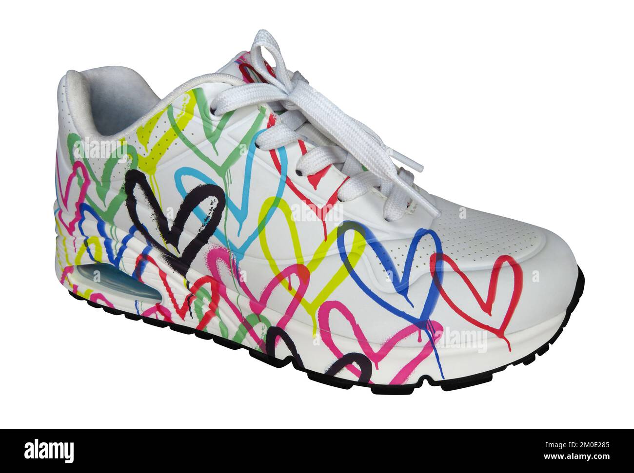 Zapatillas deportivas con corazones de colores para mujer. Aislado sobre fondo Ruta de incluida Fotografía de - Alamy