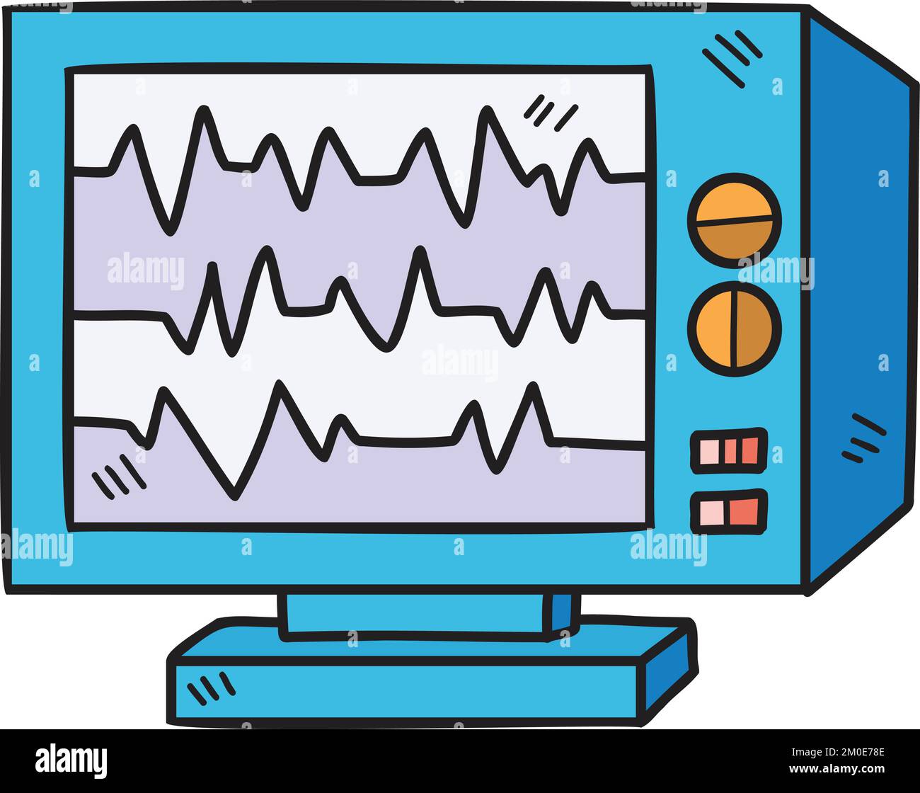 Monitor de computadora dibujado a mano y ilustración de pulso aislada en el  fondo Imagen Vector de stock - Alamy
