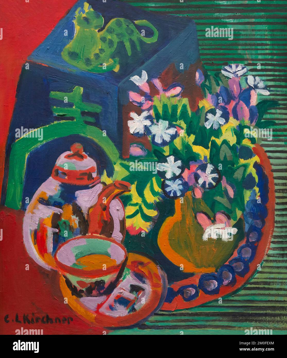 Bodegón con porcelana china, Ernst Ludwig Kirchner, 1920-1938, Berlin Neue Nationalgalerie, Berlín, Alemania, Europa Foto de stock