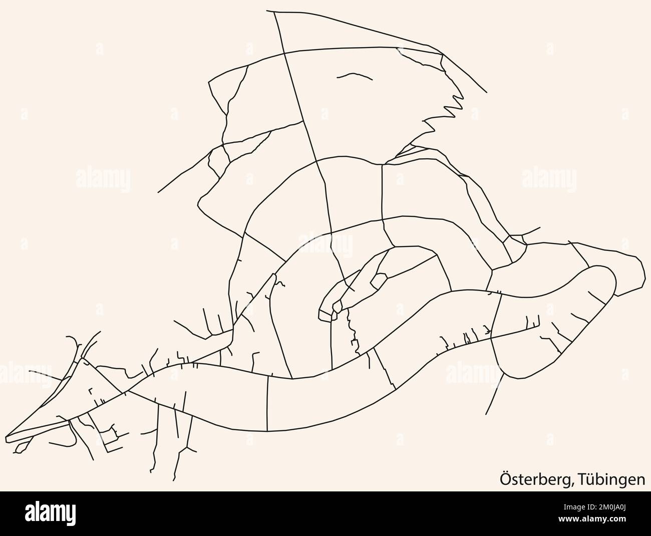 Mapa de calles del DISTRITO de ÖSTERBERG, Tübingen Imagen Vector de