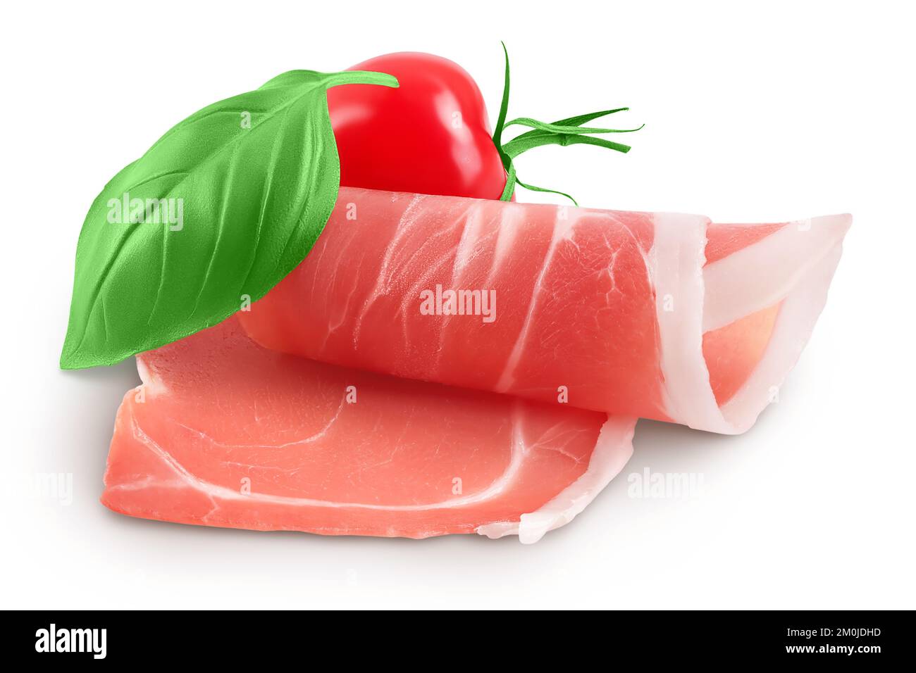 Prosciutto crudo italiano o jamón español. Jamón crudo aislado sobre