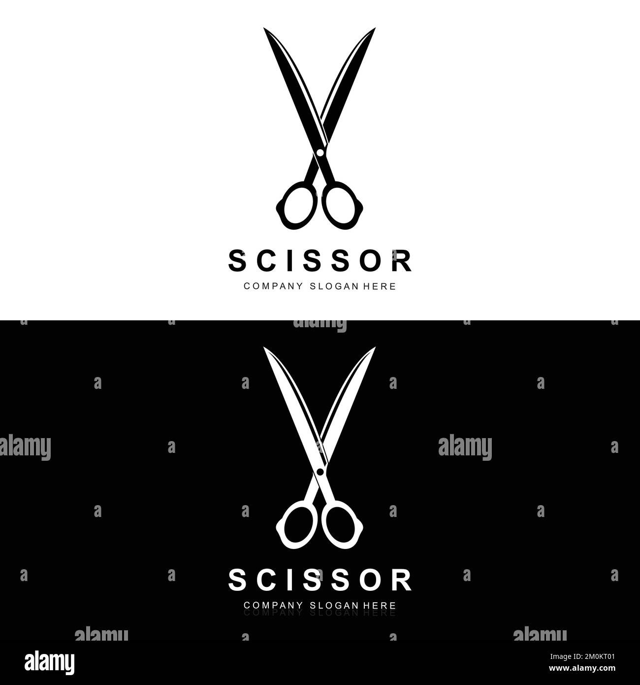 Diseño del logotipo de tijeras, ilustración de vectores Icono de