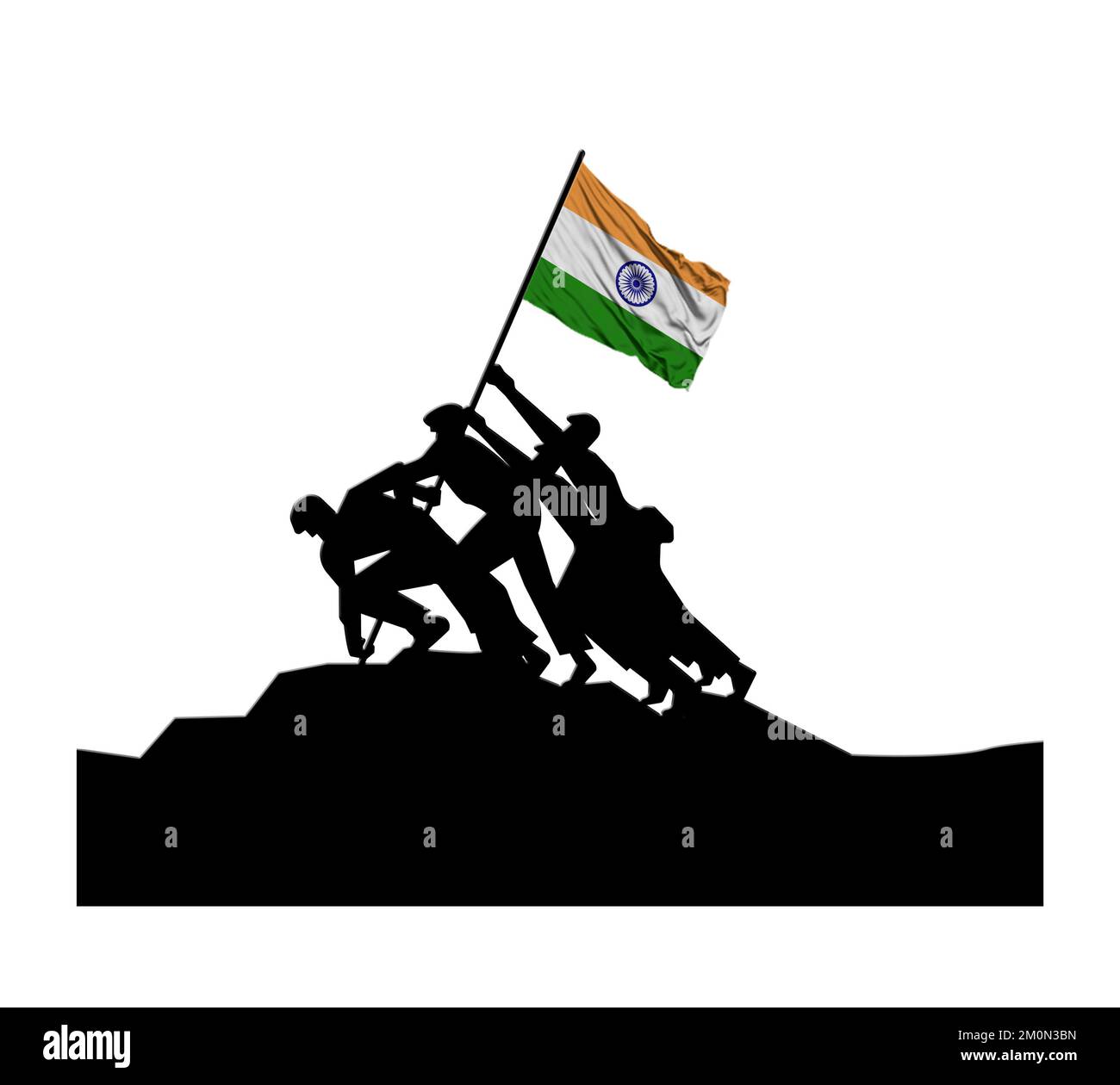 India Bandera nacional izada por personas valientes el Día Nacional de la Libertad Foto de stock