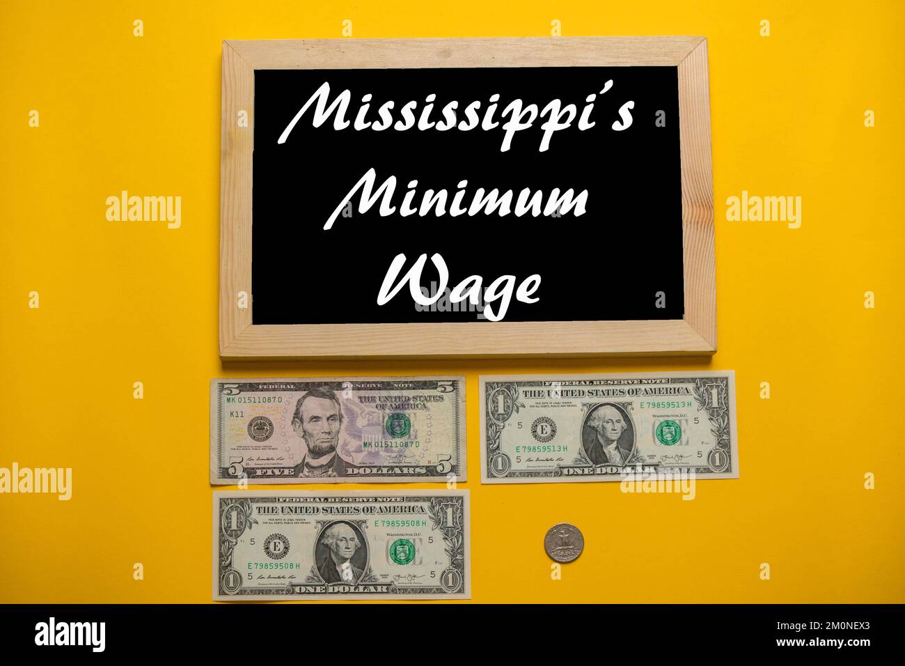 El salario mínimo en Mississippi es de $7,25 por hora Fotografía de stock -  Alamy