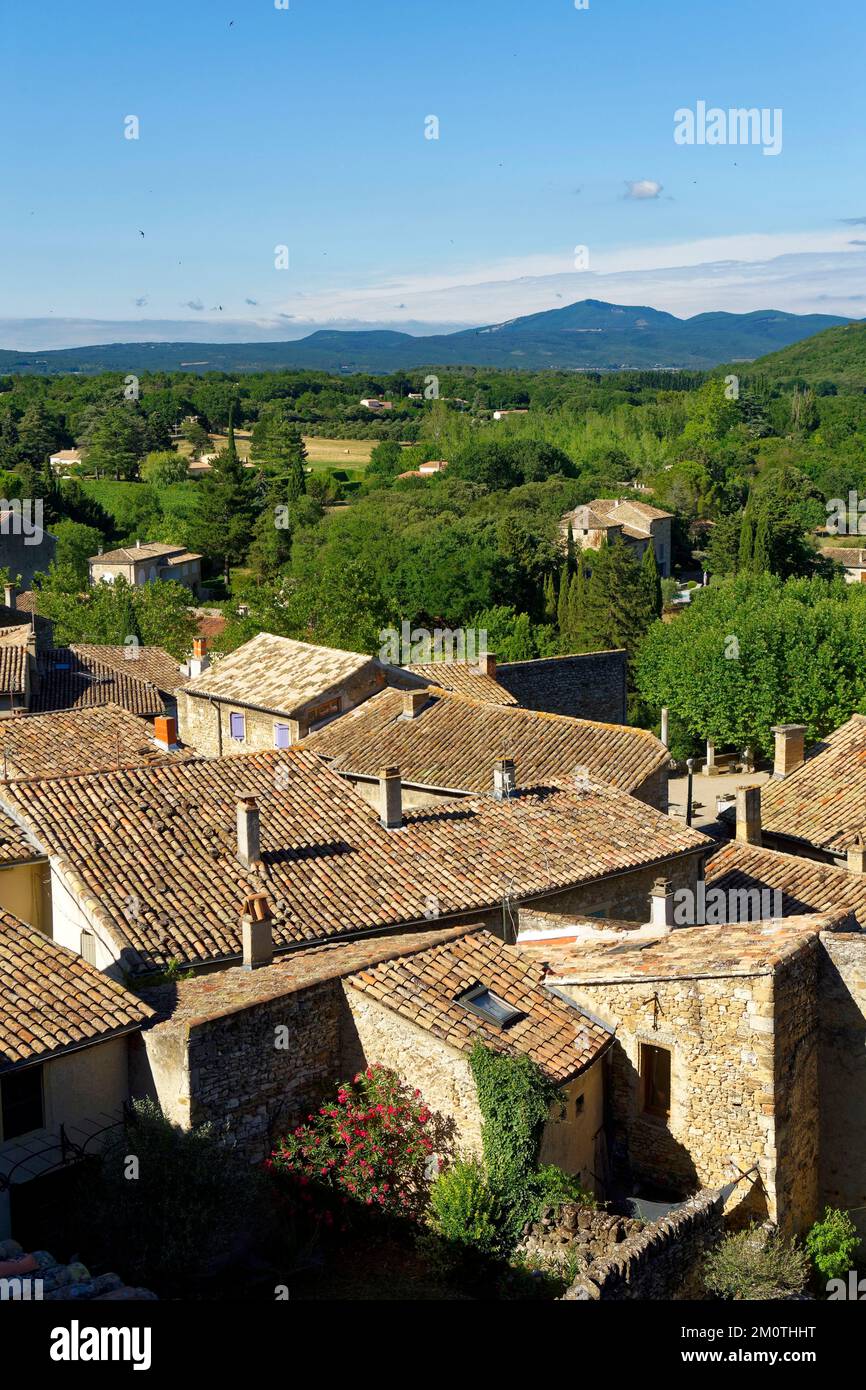 Francia, Drome, Grignan, etiquetados Les Plus Beaux Villages de Francia (los pueblos más bellos de Francia), el pueblo Foto de stock