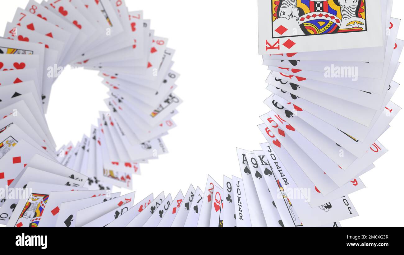 3D Render cartas póquer cayendo Foto de stock