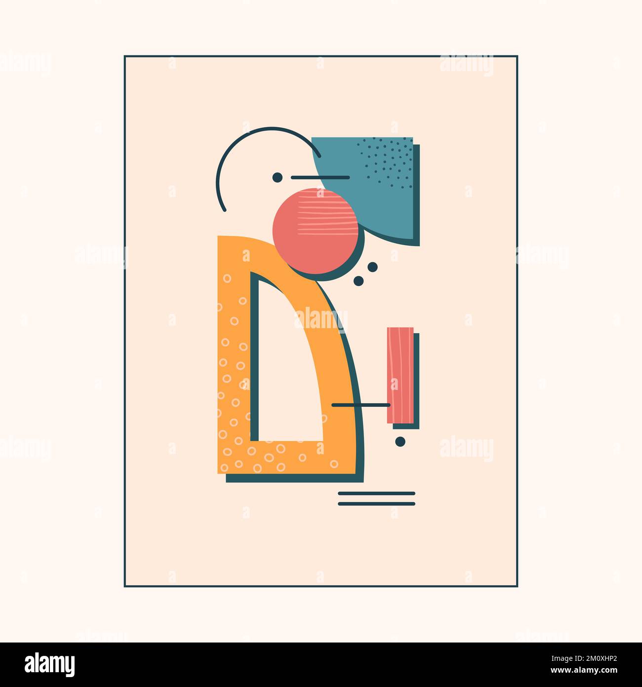 Un póster abstracto vectorial con un conjunto de formas y texturas sencillas. Ilustración del Vector