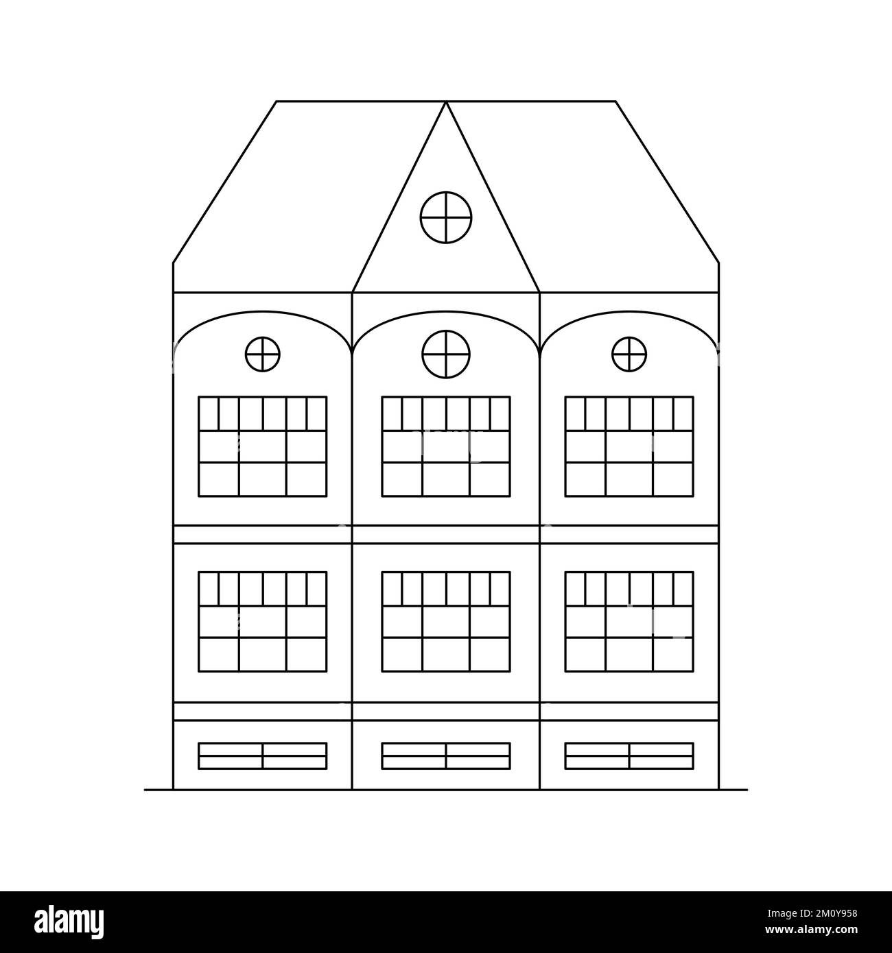 Ilustración de arte vectorial lineal con una casa. Ilustración del Vector