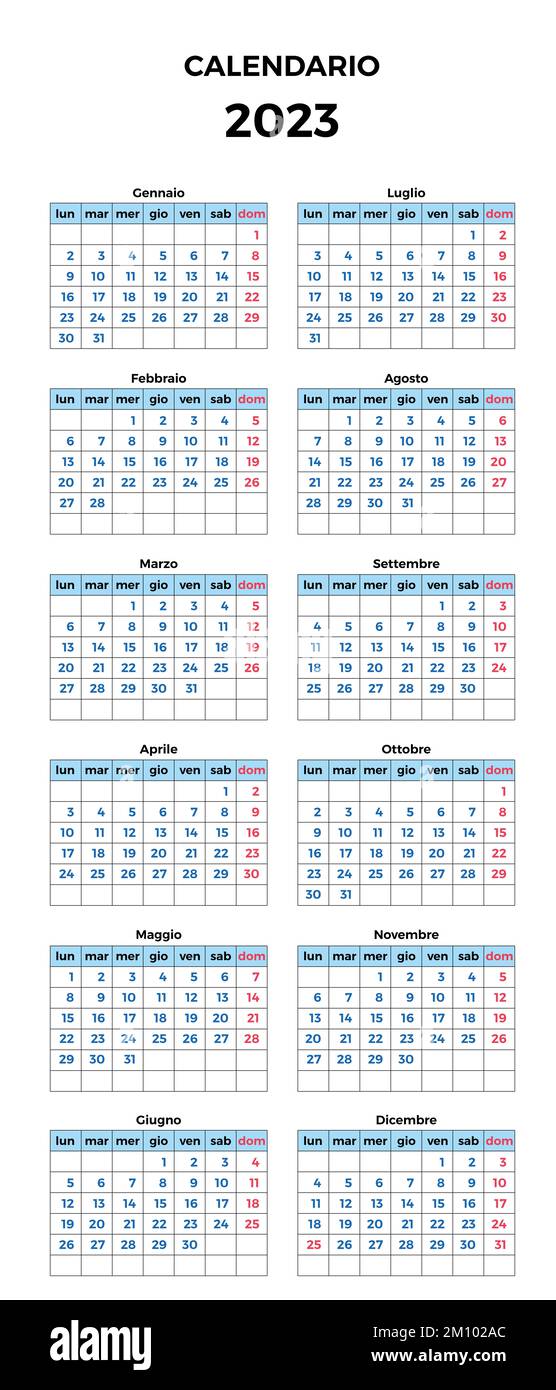 Calendario simple 12 meses año 2023 Fotografía de stock - Alamy
