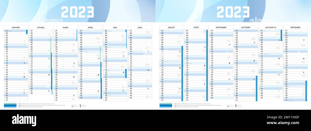 calendario francés 2023 con vacaciones escolares francia tema de