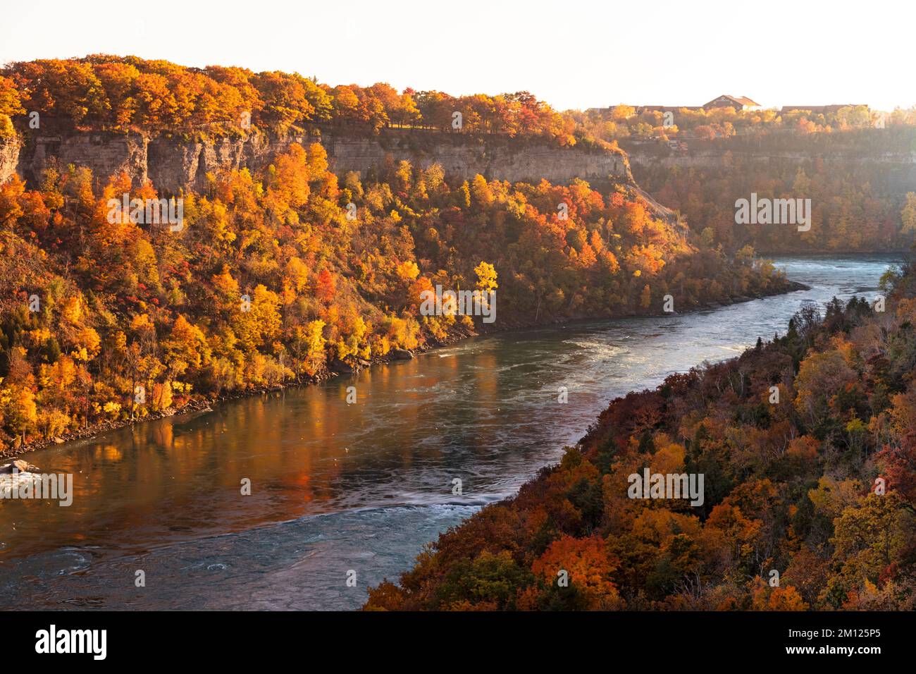 Canadá, Ontario, las Cataratas del Niágara, la Garganta del Niágara con el río Niágara en otoño con colores otoñales Foto de stock