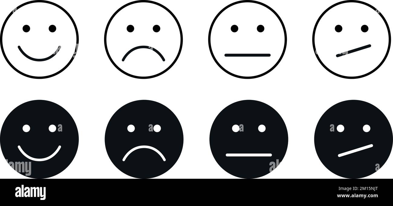 Conjunto De Iconos De Emoji Emociones Caras Diseño Plano Sencillo Arte Vectorial Imagen