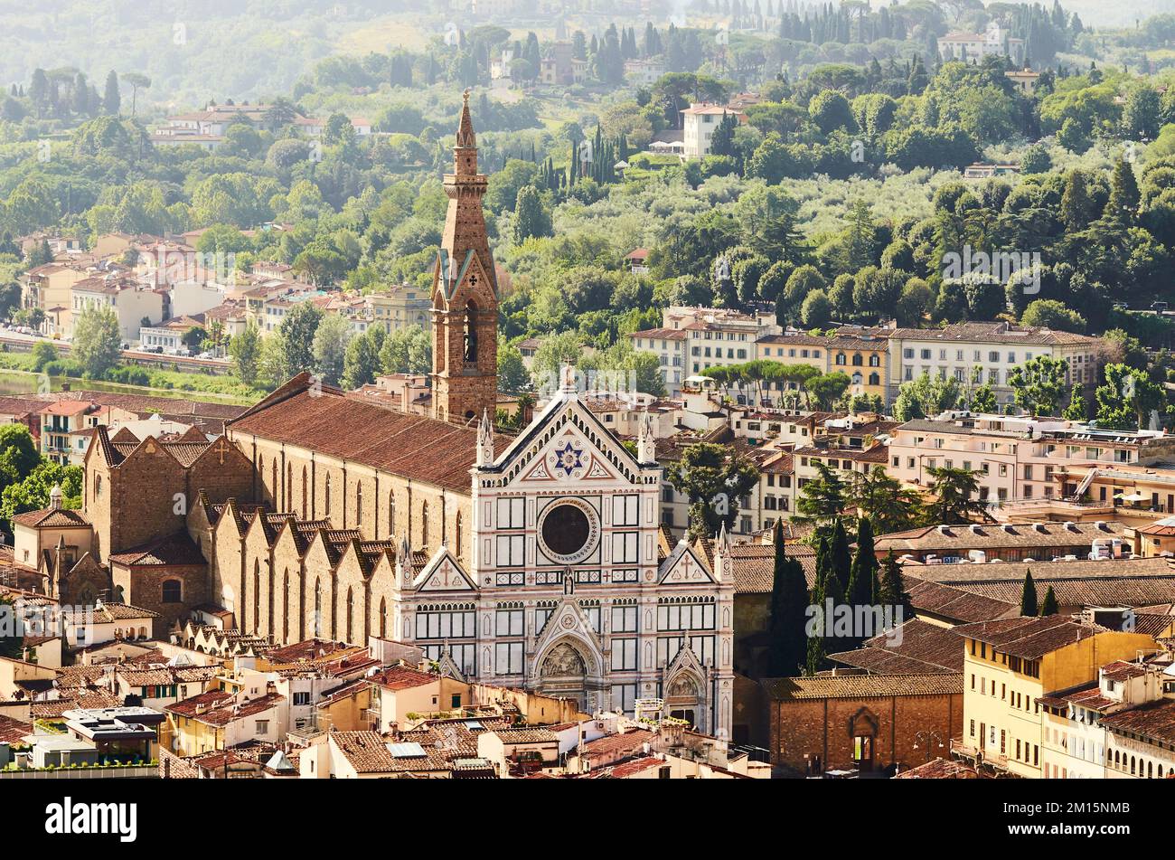 La basílica de Santa Croce, desde arriba, Florencia, Italia. Foto de stock