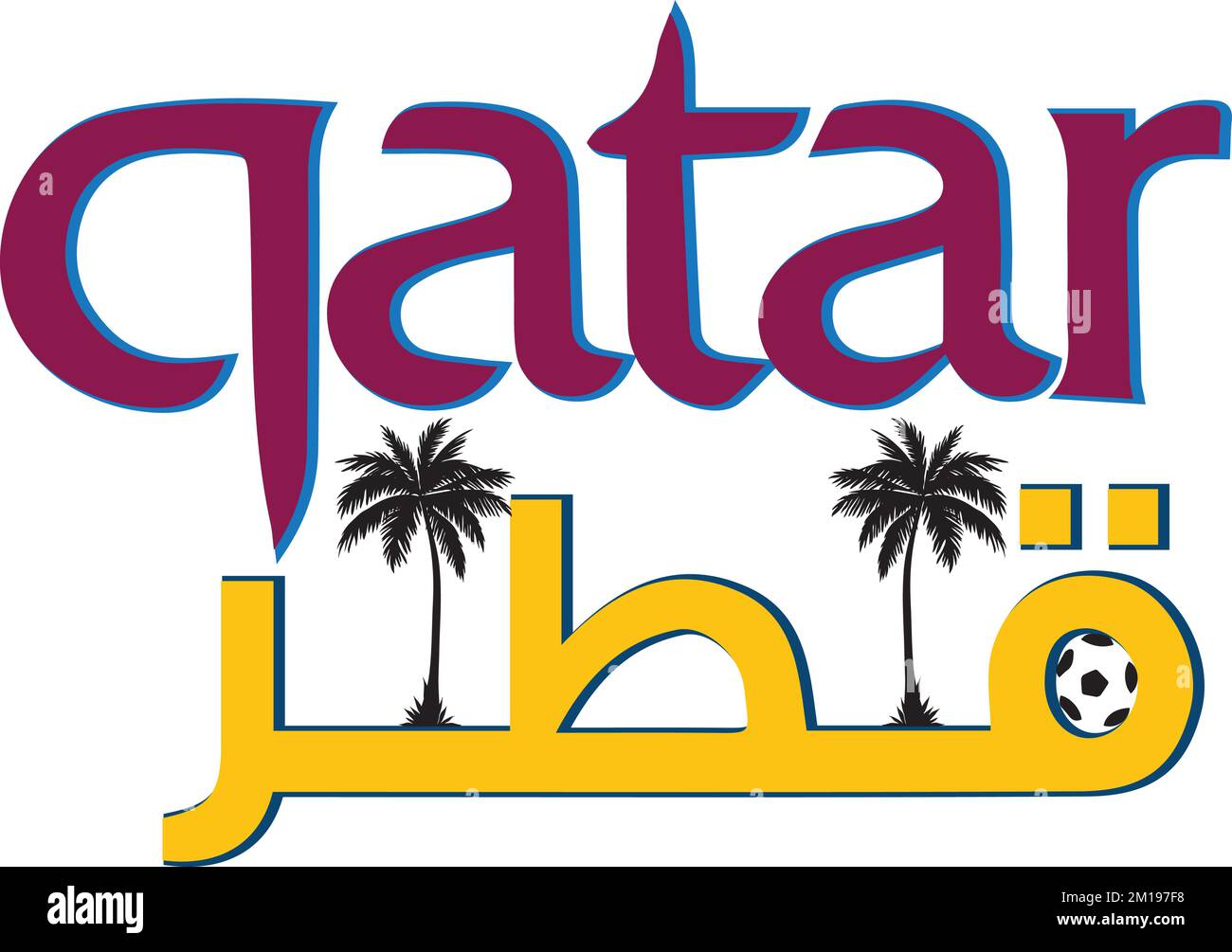Qatar palabra en árabe, la caligrafía caligrafía árabe QATAR título