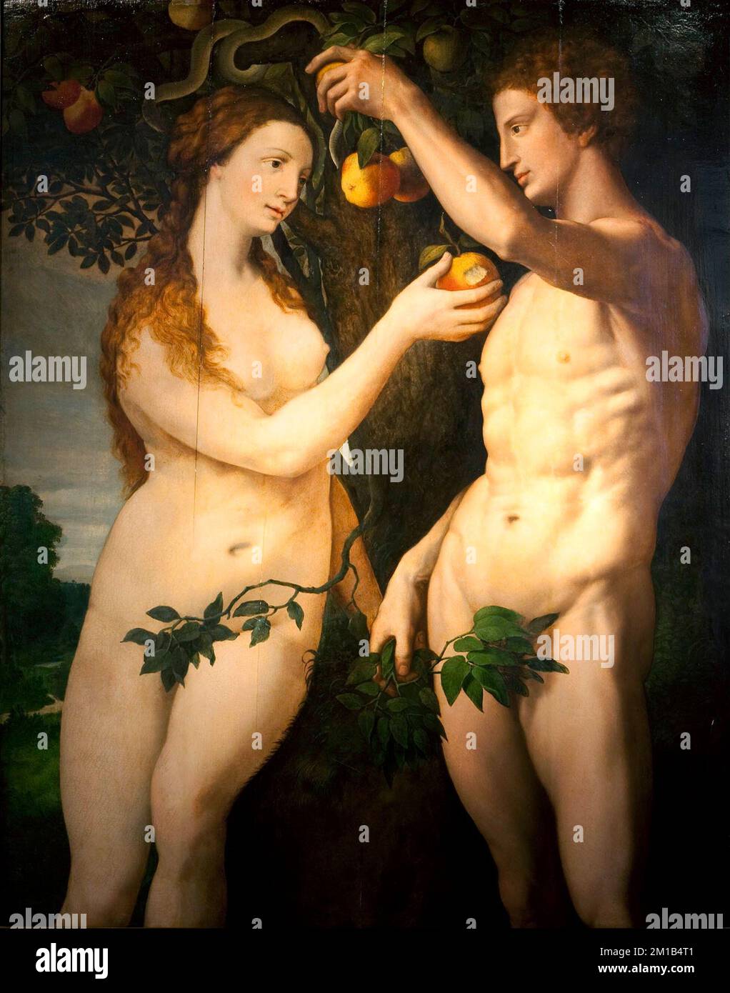 La Caída del Hombre, Pintura de Frans Floris I Foto de stock