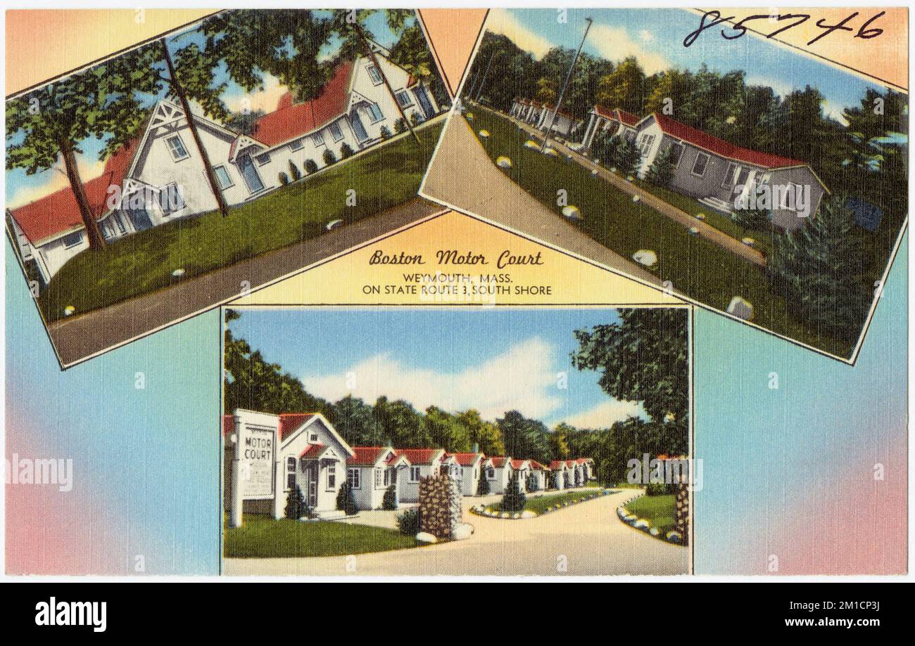 Boston Motor Court, Weymouth, Massachusetts, en la ruta estatal 3, costa sur, moteles, colección