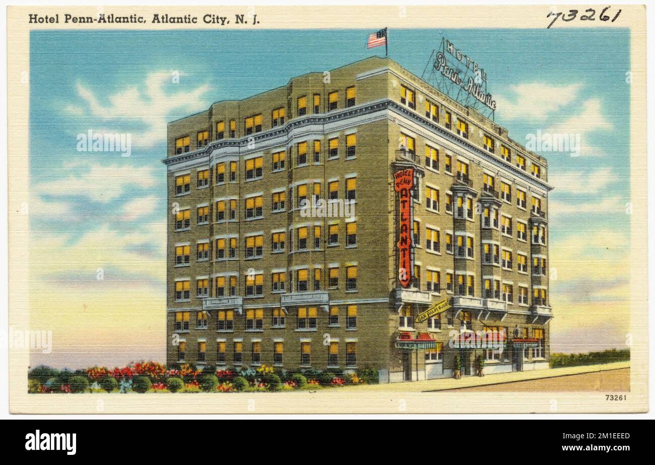 Hotel Penn-Atlantic, Atlantic City, N. J. , Hoteles, Tichnor Brothers Collection, Tarjetas postales de Estados Unidos Foto de stock