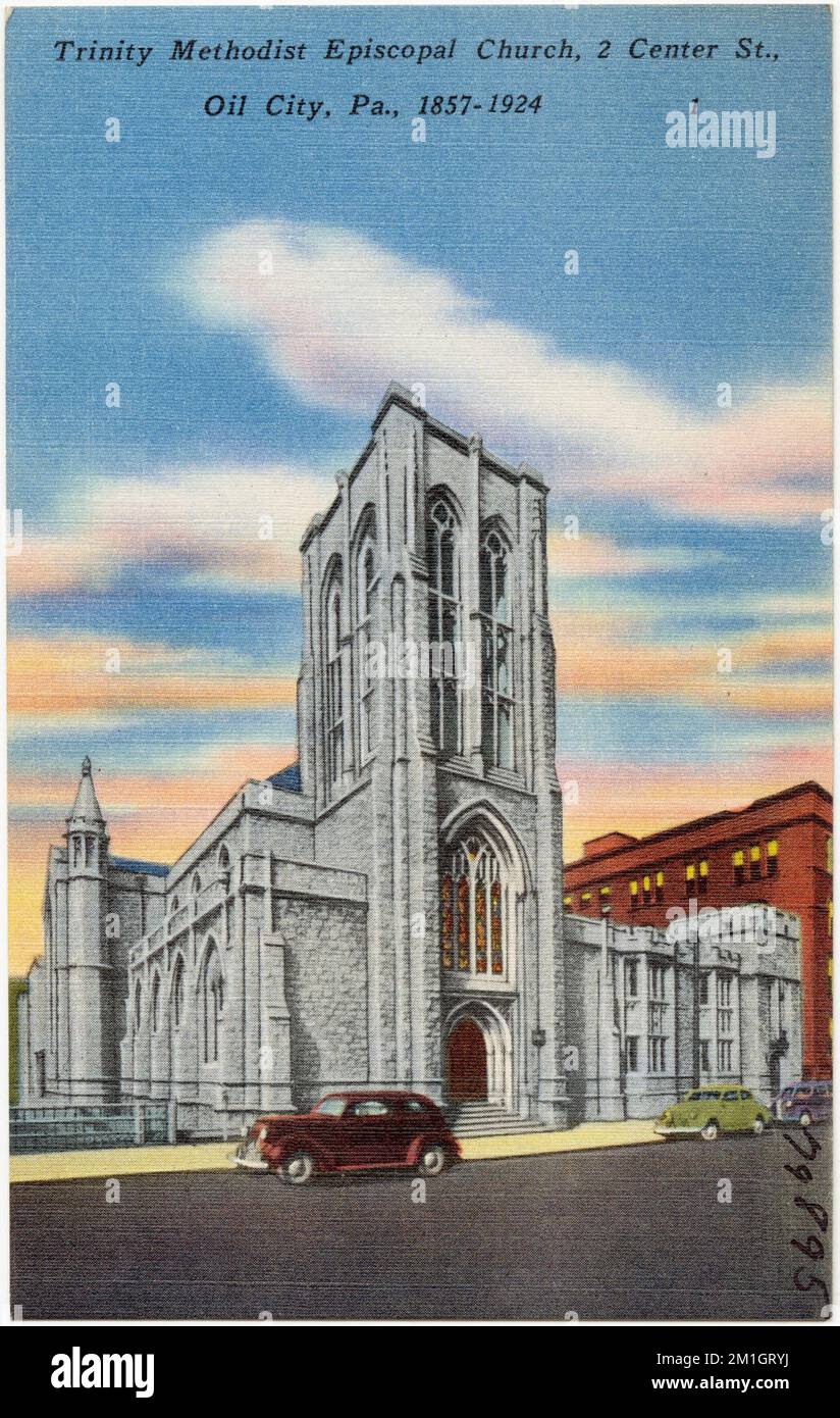 Iglesia Episcopal Metodista Trinidad, 2 Center St., Oil City, Pa., 1857 -  1924 , Iglesias, Colección de Hermanos Tichnor, postales de los Estados  Unidos Fotografía de stock - Alamy
