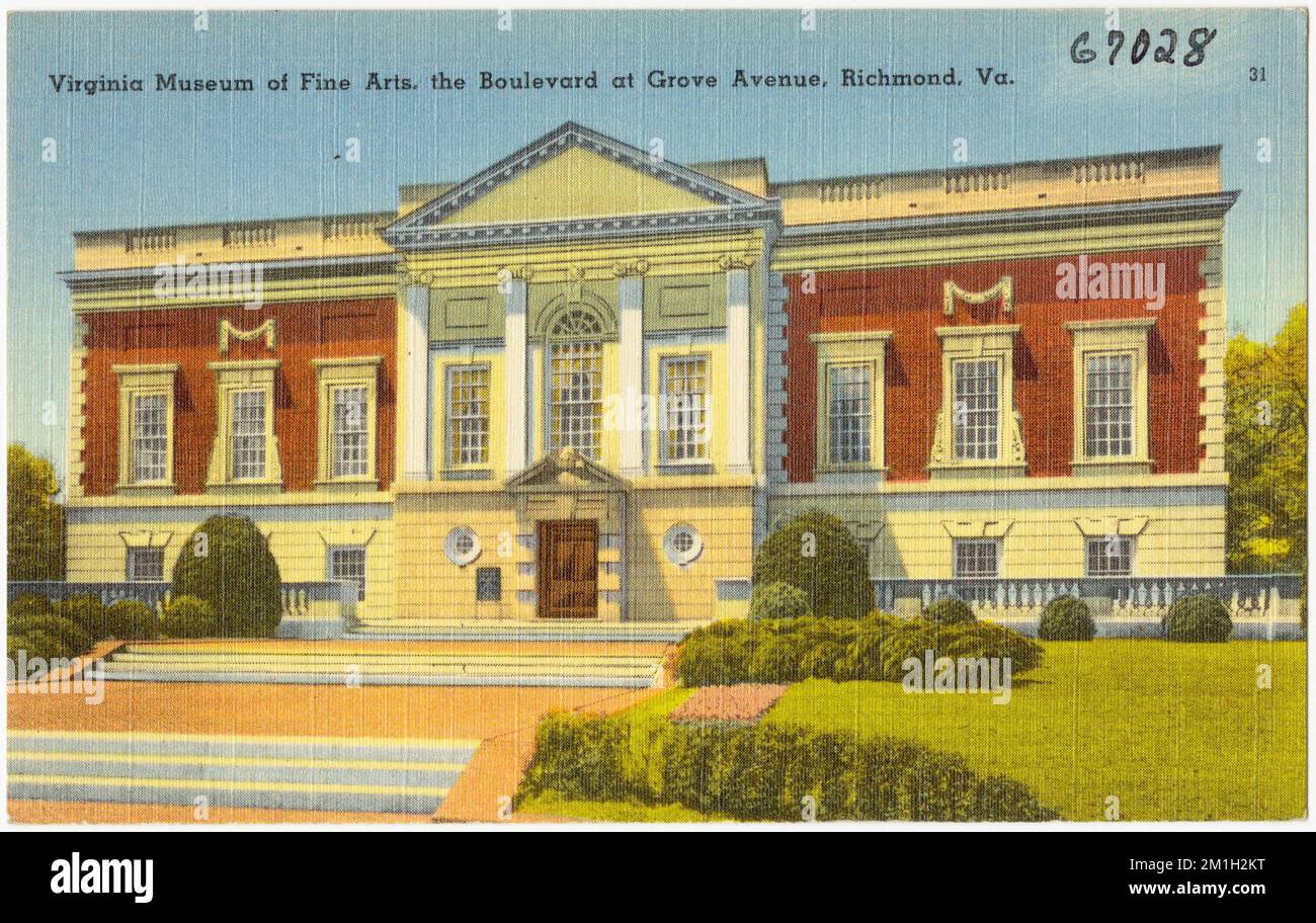 Virginia Museum of Fine Arts, The Boulevard at Grove Avenue, Richmond, Virginia , Galerías y museos, Colección de los Hermanos Tichnor, postales de los Estados Unidos Foto de stock