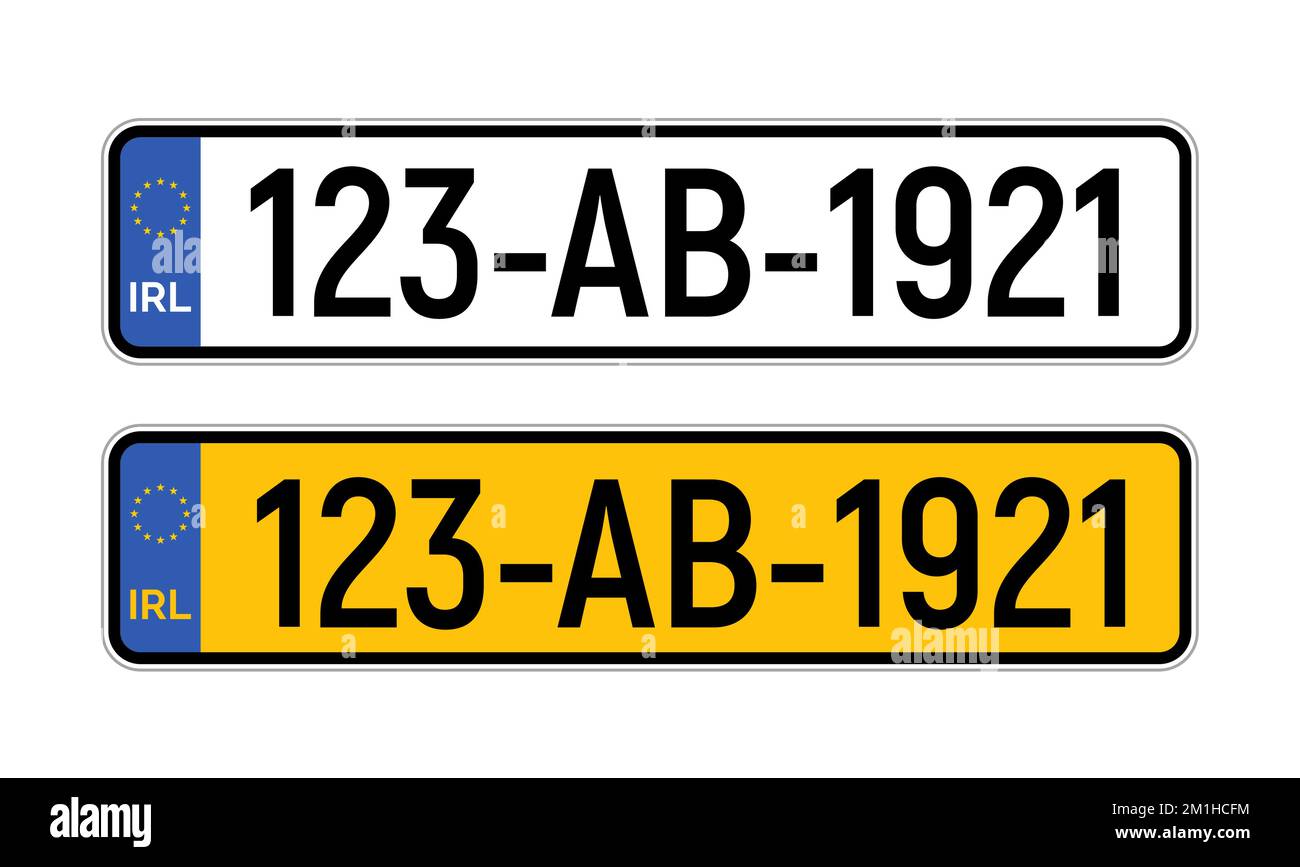 Símbolo de la matrícula de coche de Irlanda: País aislado. Transporte irlanda Número de vehículo europeo. Ilustración del Vector