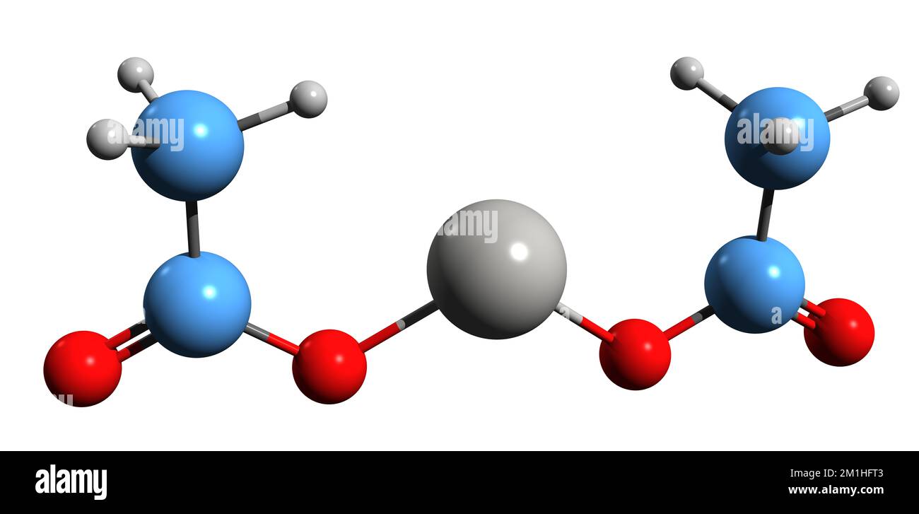 3D imagen de acetato de zinc fórmula esquelética estructura química