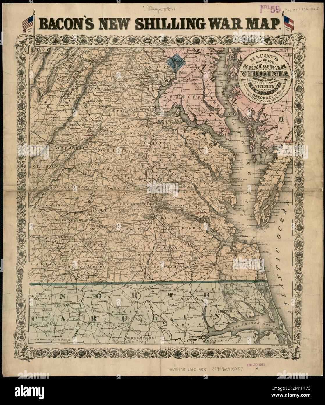 Mapa De La Sede De La Guerra En Virginia Mostrando Minuciosamente Las Localidades Interesantes 