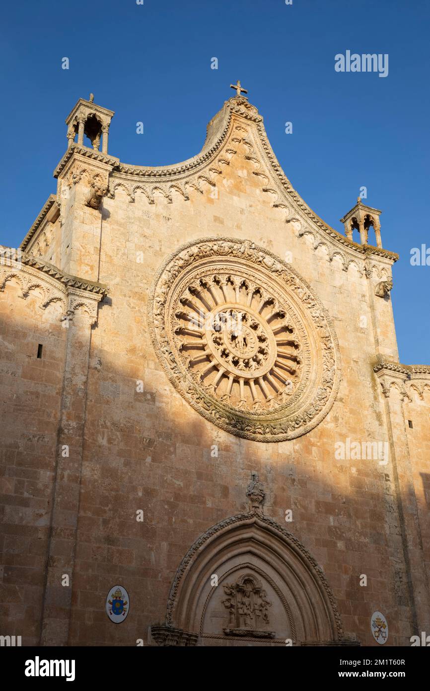 Cattedrale Santa Maria Assunta catedral en el sol de la tarde, Ostuni, provincia de Brindisi, Puglia, Italia, Europa Foto de stock