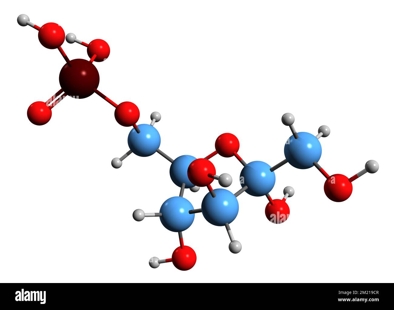 3D imagen de Fuctosa 6fosfato fórmula esquelética estructura química