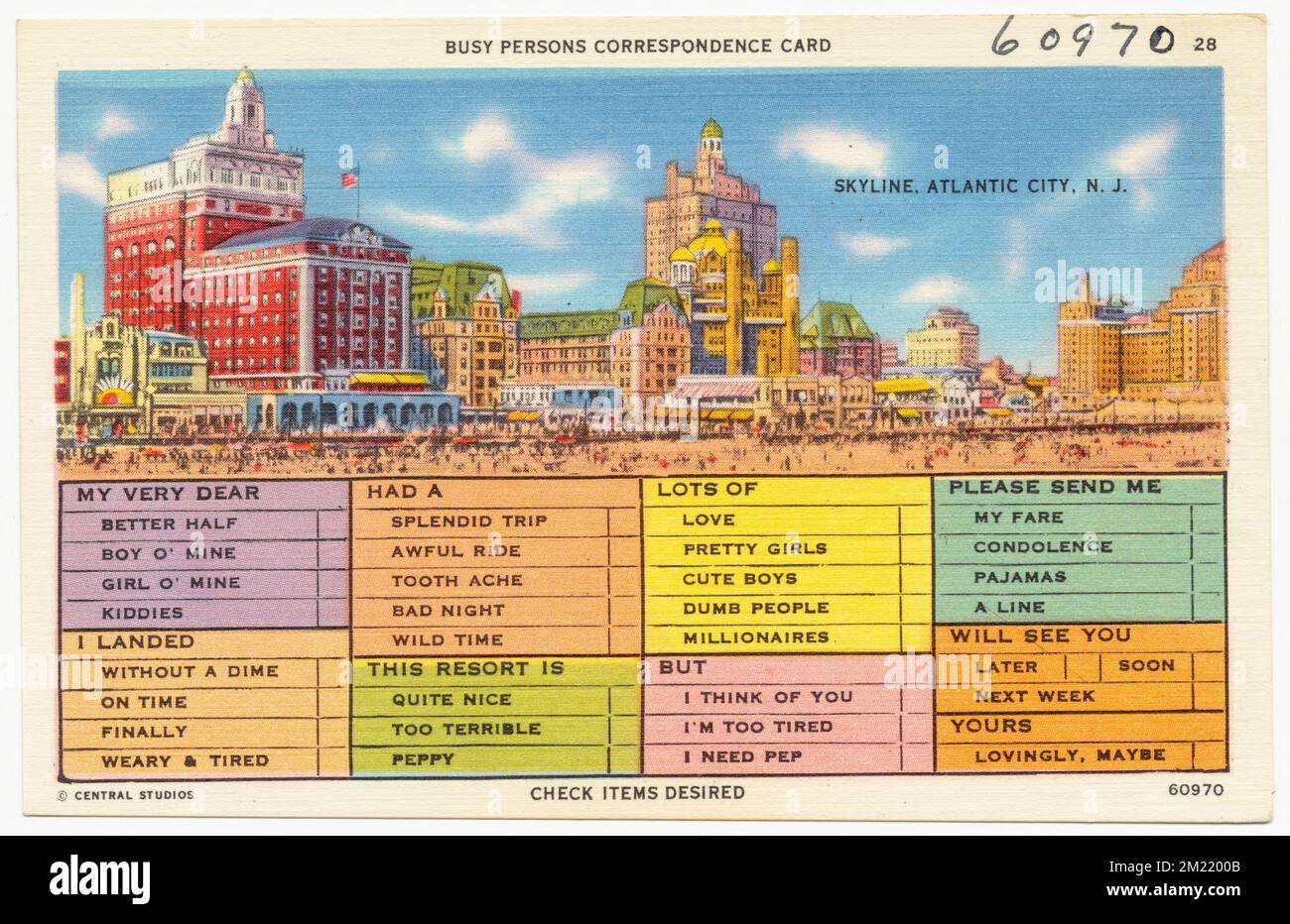 Tarjeta de correspondencia de personas ocupadas, horizonte, Atlantic