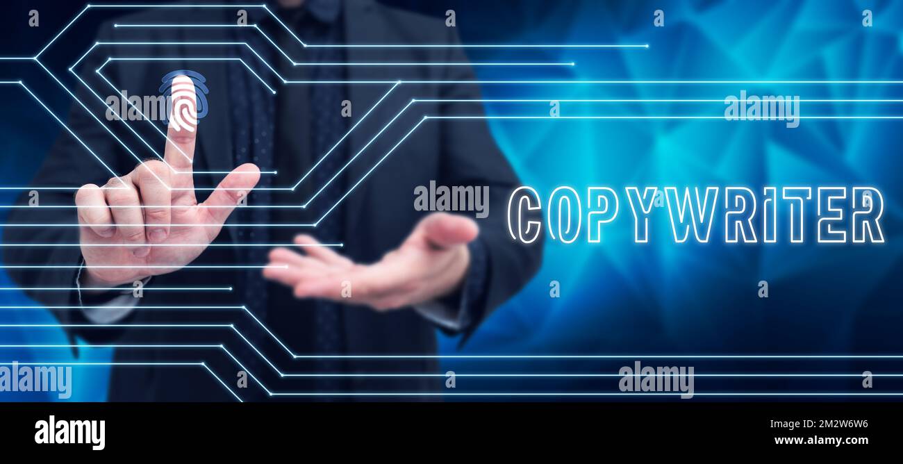 Copywriter de leyenda conceptual. Concepto que significa escribir el