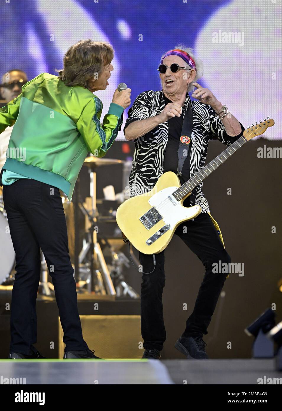 El cantante de Rolling Stones Mick Jagger y el guitarrista de Rolling  Stones Keith Richards actúan durante un concierto de la banda británica The  Rolling Stones como parte de la gira 'Stones