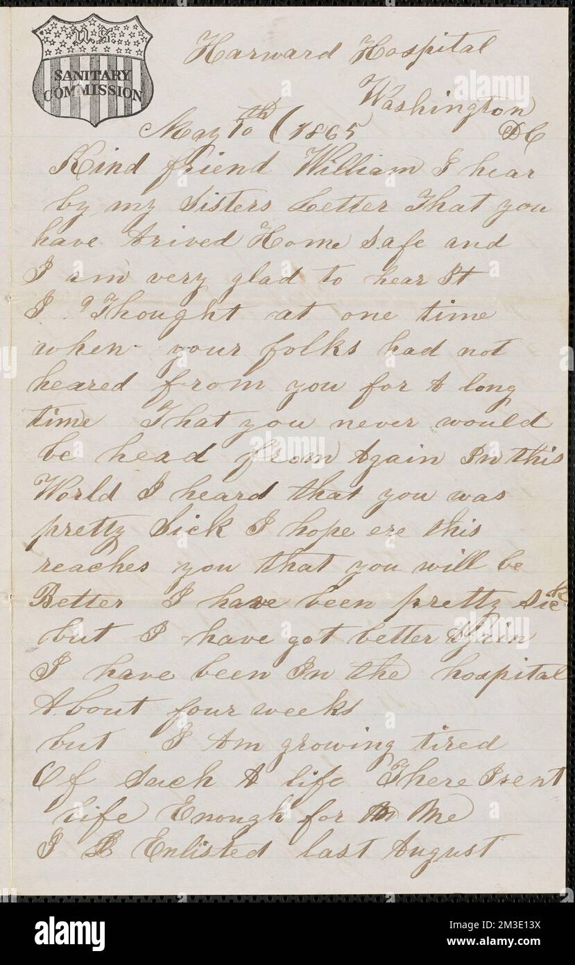 Carta de James E. Curtis, Harward Hospital, Washington D.C., a William