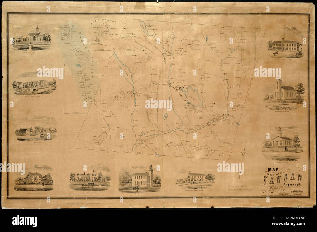Mapa de la ciudad de Canaán N.H Grafton Co , los terratenientes, New