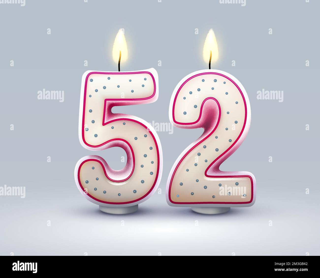 Feliz cumpleaños. 52 aniversario del cumpleaños, Vela en forma de números.  Ilustración vectorial Imagen Vector de stock - Alamy
