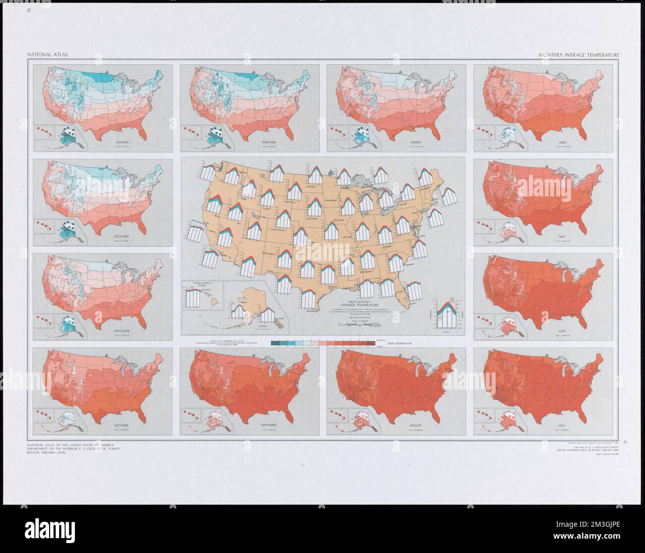 Temperatura media mensual , Temperatura atmosférica, Estados Unidos, Mapas, Estados  Unidos, Mapas Colección del Centro de Mapas Norman B. Leventhal Fotografía  de stock - Alamy